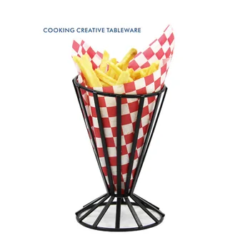 

Iron Cup French Fries Frame Snack Shelf Filter Restaurant Creative Tableware Potato Chip Basket Fried Chicken Tray Holder 1pcs