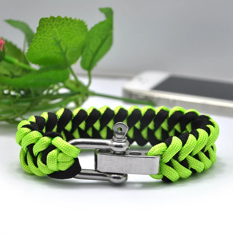 ضبط الفولاذ المقاوم للصدأ مشبك مزين في الهواء الطلق التخييم الإنقاذ Paracord أساور المظلة الحبل الرجال الطوارئ حبل بقاء