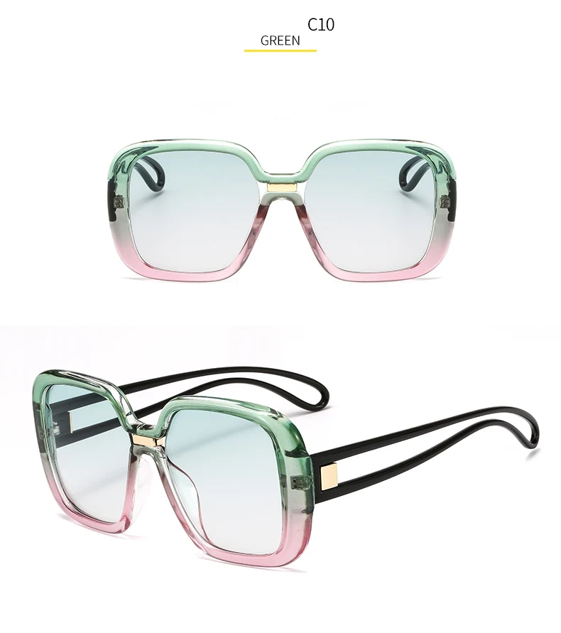 Летние Стильные Для женщин Брендовая Дизайнерская обувь площади большие солнцезащитные очки в стиле ретро Карамельный цвет прозрачный