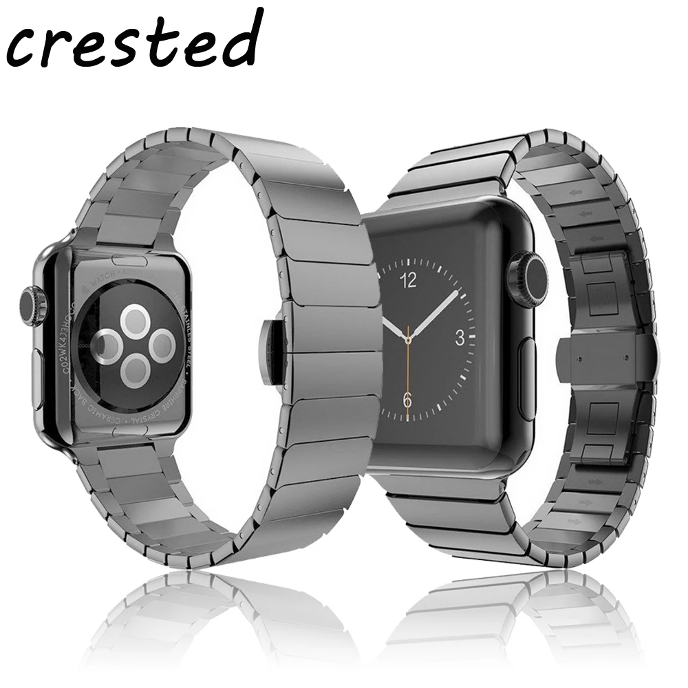 Prix AIGRETTES bracelet En Acier Inoxydable pour Apple bande de Montre 42mm 38mm métal Bracelet papillon montre fermoir Bracelet pour iwatch 3 2 1