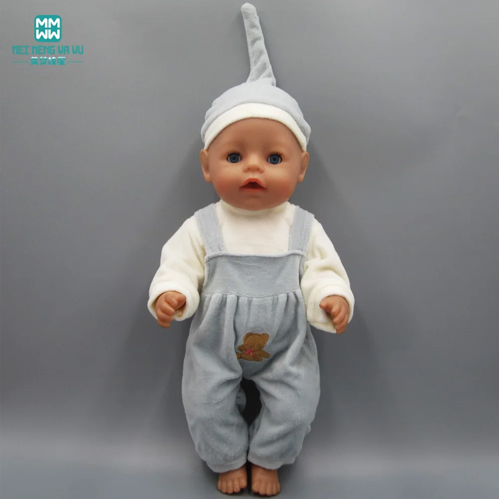 Кукольная одежда подходит 43 см baby born zapf Doll белая футболка + серые штаны комбинезоны для Рождественский подарок для детей