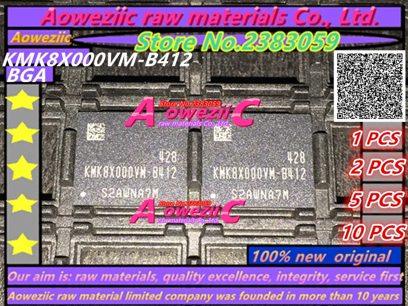 Aoweziic (1 шт.) (2 (5 (10 100% Новый оригинальный флуоресцентный чип памяти BGA KMK8X000VM B412 |