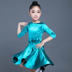 Латиноамериканское платье для девушек средний рукав Дети костюмы для латинских танцев конкурс платья женщин Детские платья для танцев