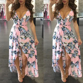 Summer Dress Women Maxi Boho Floral Summer V-Neck Beach Long Dress Evening Cocktail Party Dresses Woman Party Night Vestidos