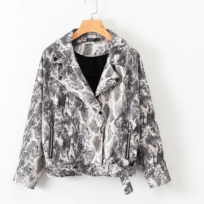 Snake Faldas Printed Jacket Women Fashion Loose Long Sleeve Jacket Coat ...