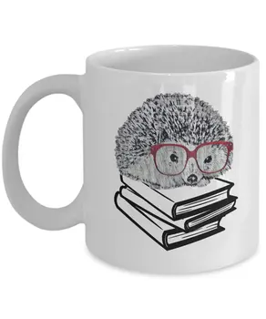 

Hedgehog Mug Book Nerd with Glasses Cute As Seen on Shirt Funny Gift