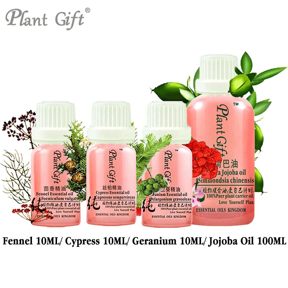 

Essential Oils Kingdom! Free Shopping Pure Plant 100% Fennel / Cypress / Geranium / Jojoba Oil 10ml Improve Skin Treatment Level