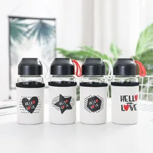 Новая стеклянная бутылка в Корейском стиле, 380 мл, милая школьная стеклянная бутылка с Китти, фляга для путешествующих, бутылка для воды, бутылка для воды, Agua