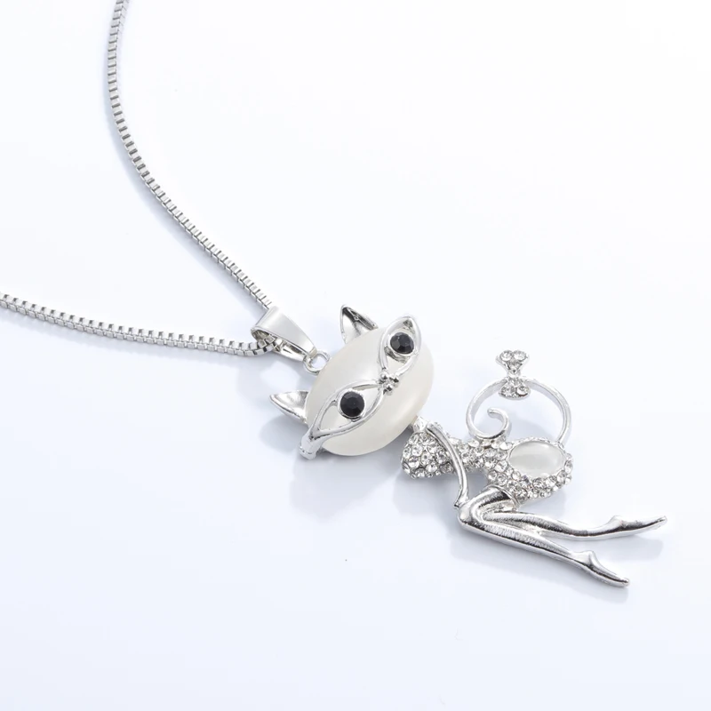 MINHIN, модное дизайнерское ожерелье с кошкой для женщин, серебряная цепочка, длинное ожерелье, цепочки для свитера, новые ювелирные изделия