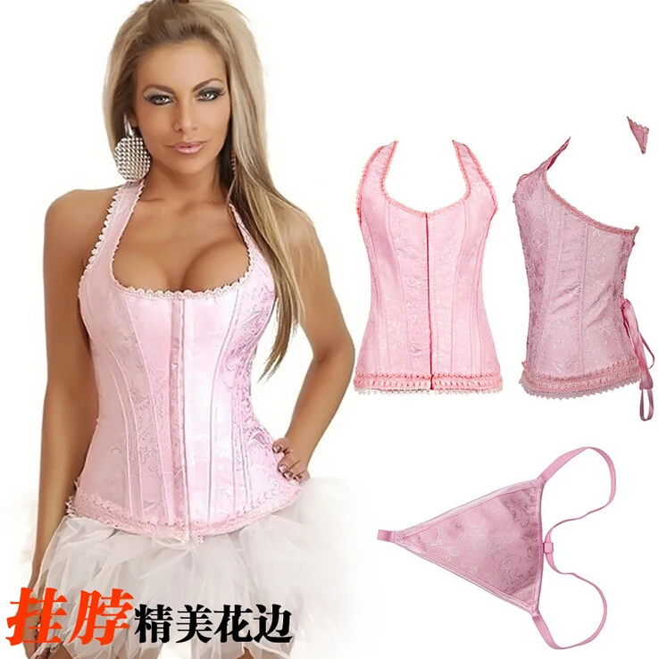 NEW red pink lace hanging neck underbust Sexy lingerie Waist Workout Cincher Body font b Shaper