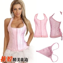 NEW red pink lace hanging neck underbust Sexy lingerie Waist Workout Cincher Body Shaper Shapewear Corset S-XL 0842 Women girl