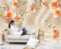 Beibehang papel де parede обои светло желтый розовое изображение мода высокого качества красивые шелковые ТВ спальня фоне стены