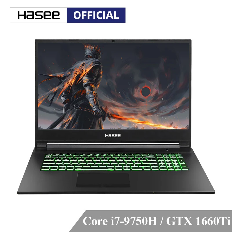 Ноутбук hasee G7-CT7NK для игр(Intel 9Gen i7-9750H+ GTX1660Ti 6G GDDR6/16G ram/256G SSD+ 1T HDD/17,3 ''144 HZ 72% NTSC ips/DOS