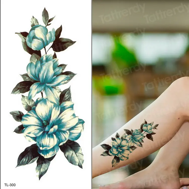 Цветок Наклейка с птицами поддельные женщины мужчины DIY хна боди-арт тату дизайн бабочка дерево ветка Роза временные татуировки наклейки