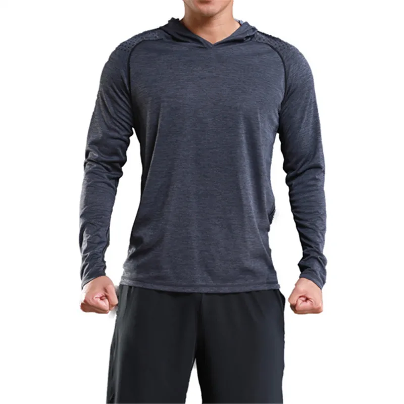 WOSAWE Men GYM Shirts Hoodie Fitness Sweatshirt Quick-dry Men's Clothing Long-sleeve Training T-Shirt Sports Running Shirts