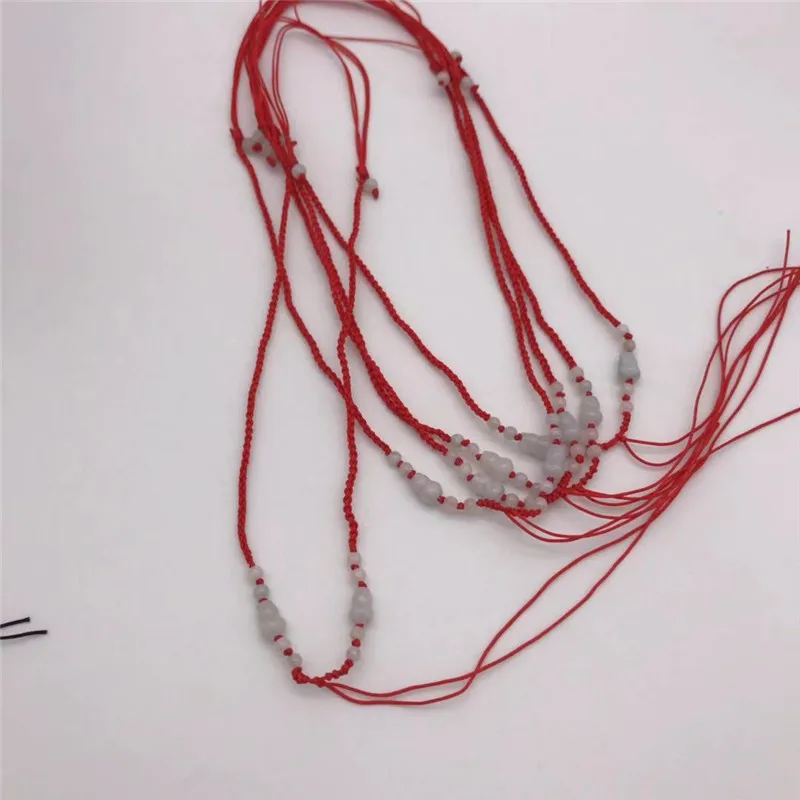 

wholesale 5PCS Natural gourd stone beads Brown red Knotted Cord Circle String Wire For pendant DIY Adjustable length
