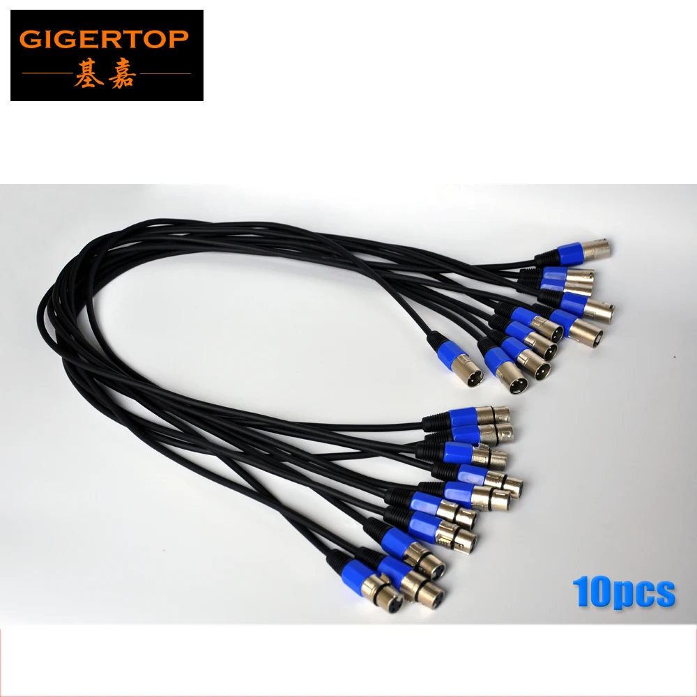 

HOT Selling 10XLOT 3 Pin Cord DMX 512 Signal Cable for Led Stage Light 1 Meter Length For Led Moving Head Light Effect Par Light