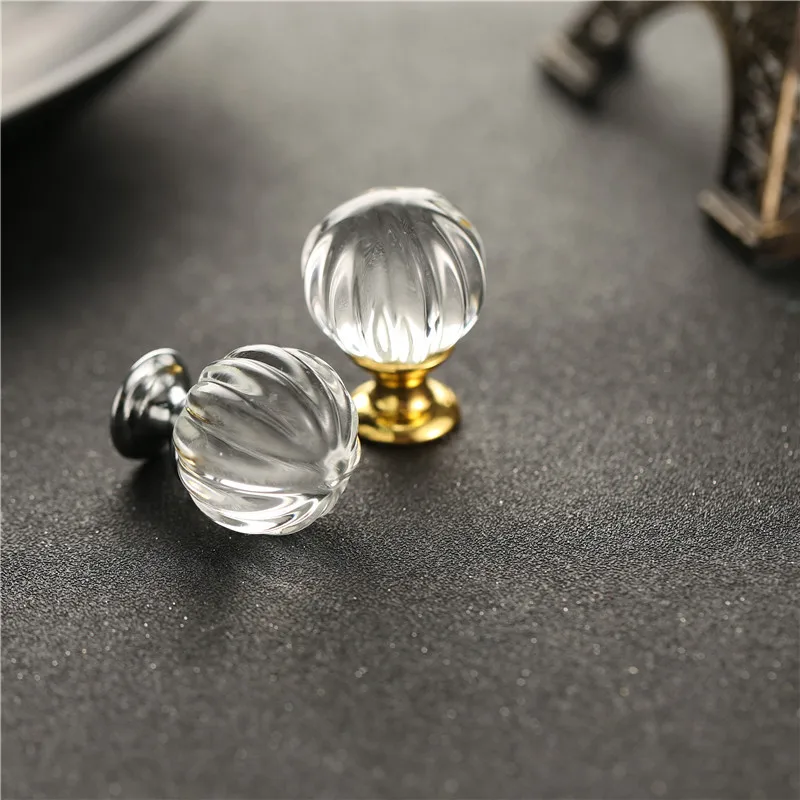 10PCS 30mm Furniture handle Pumpkin Crystal Ball Glass Alloy Door Drawer Cabinet Wardrobe Pull Handle Small Knobs YZ-2012