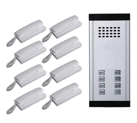 

Top Quality Direct Press Key Audio Door Phone Home Intercom Audio Doorbell for 8 apartments, 2-wired audio intercom system