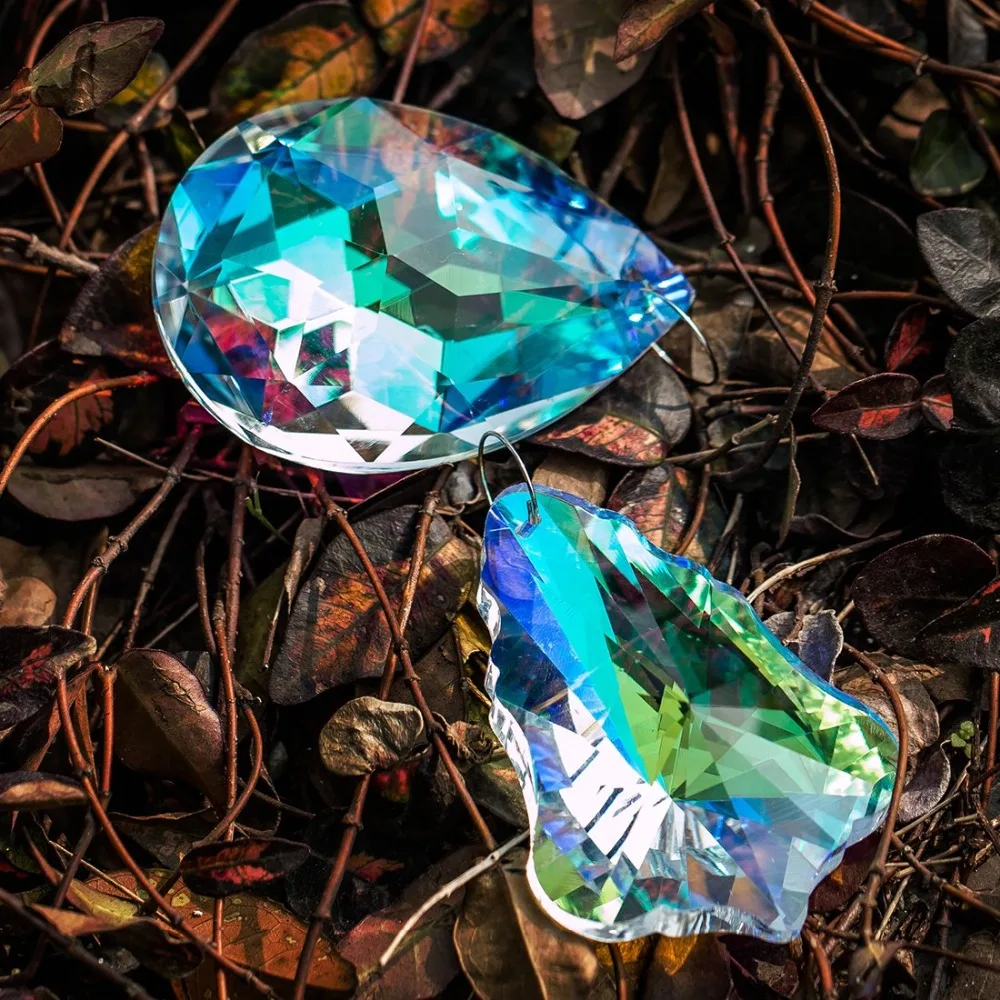 H& D красочная хрустальная люстра кристаллы подвесной светильник призмы Защита от солнца 76 мм, набор из 2