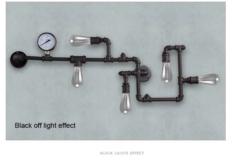 Новая мода Wroguht железные водопроводные трубы настенный светильник винтажный проходной светильник s Лофт железные настенные лампы Эдисона лампа накаливания кофе лампа