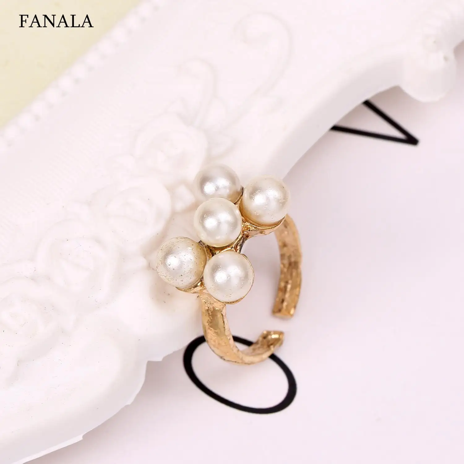 

Ring Wedding Women Imitation Flower Party Fashion Jewelry Pearl Open