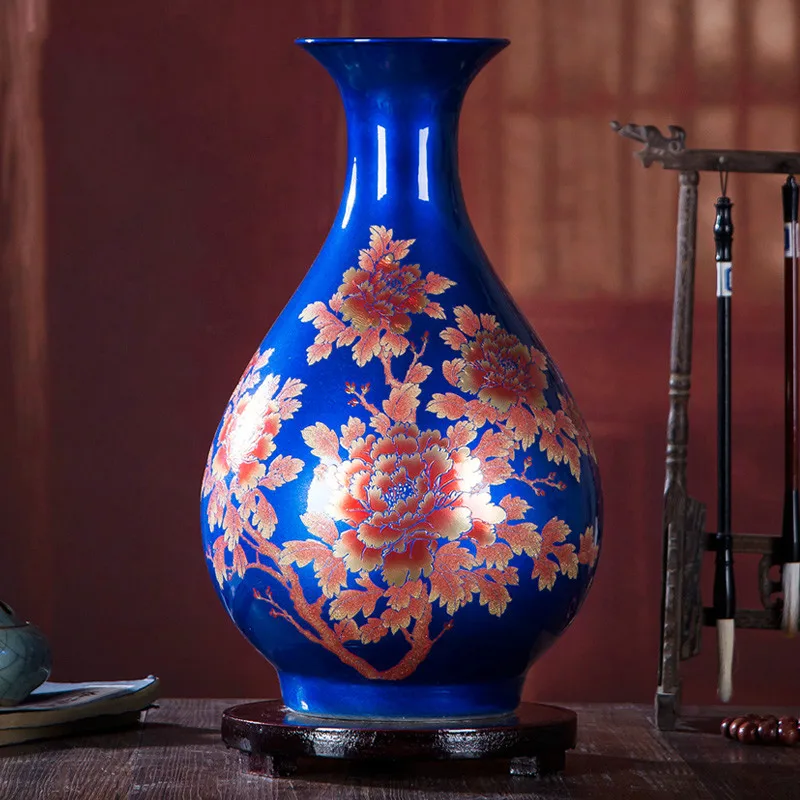 Jingdezhen Классическая фарфоровая Хрустальная глазурованная ваза для цветов