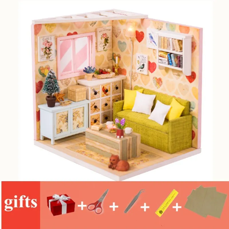 mini wooden dollhouse