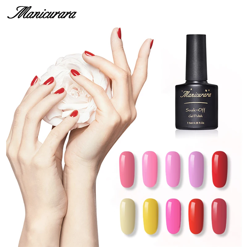 

Manicurara 7.5ml Gel Polish Colorful Soak Off UV Led Gel Varnish 58 Pure Colors Pink Red White Black Nails Gel Polish Manicure