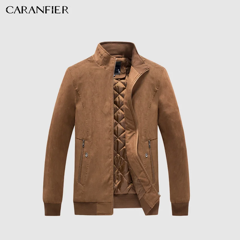 Кожаная куртка CARANFIER верхняя одежда для мужчин винтажная Мужская замшевая из