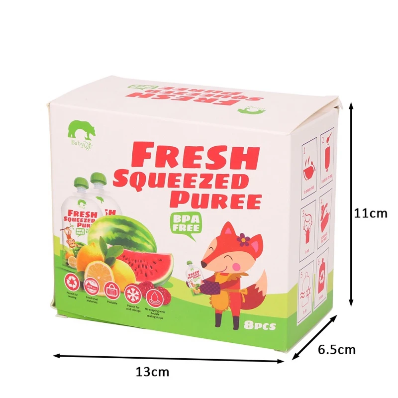 8 Pcs/pack or 1 Pcs Baby Food Squeeze Storage Pouches 30/100/200ml BPA Free Feeding High Quality Convenient Food Storage Bag