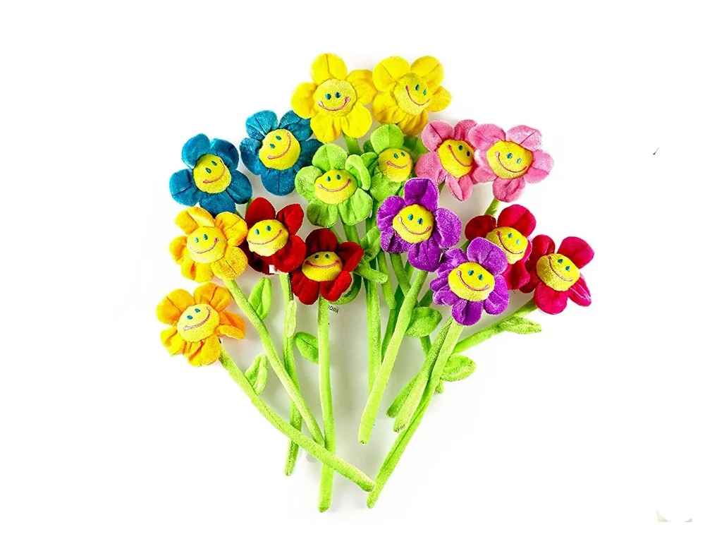 16個のぬいぐるみの花smiley顔 13インチの長い曲げ可能な錠剤8種類の色幸せな笑顔の太陽の花の男の子とグリルの贈り物 Aliexpress おもちゃ ホビー