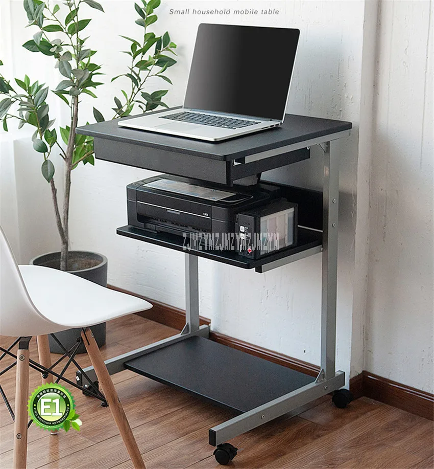 Простой с выдвижным ящиком дизайн принтер слой стойку Офис/домашний стол для ноутбука стол ноутбук подвижный с 4 колеса углеродистая сталь основание