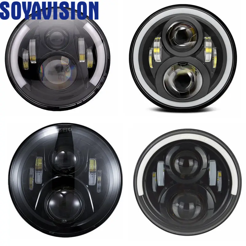 

Pair 7INCH LED Headlight 7" Car Headlamp with High/Low Beam Motor Lamp for Jeep wrangler JK TJ CJ VAZ 2121 Lada Niva 4x4 Lamp
