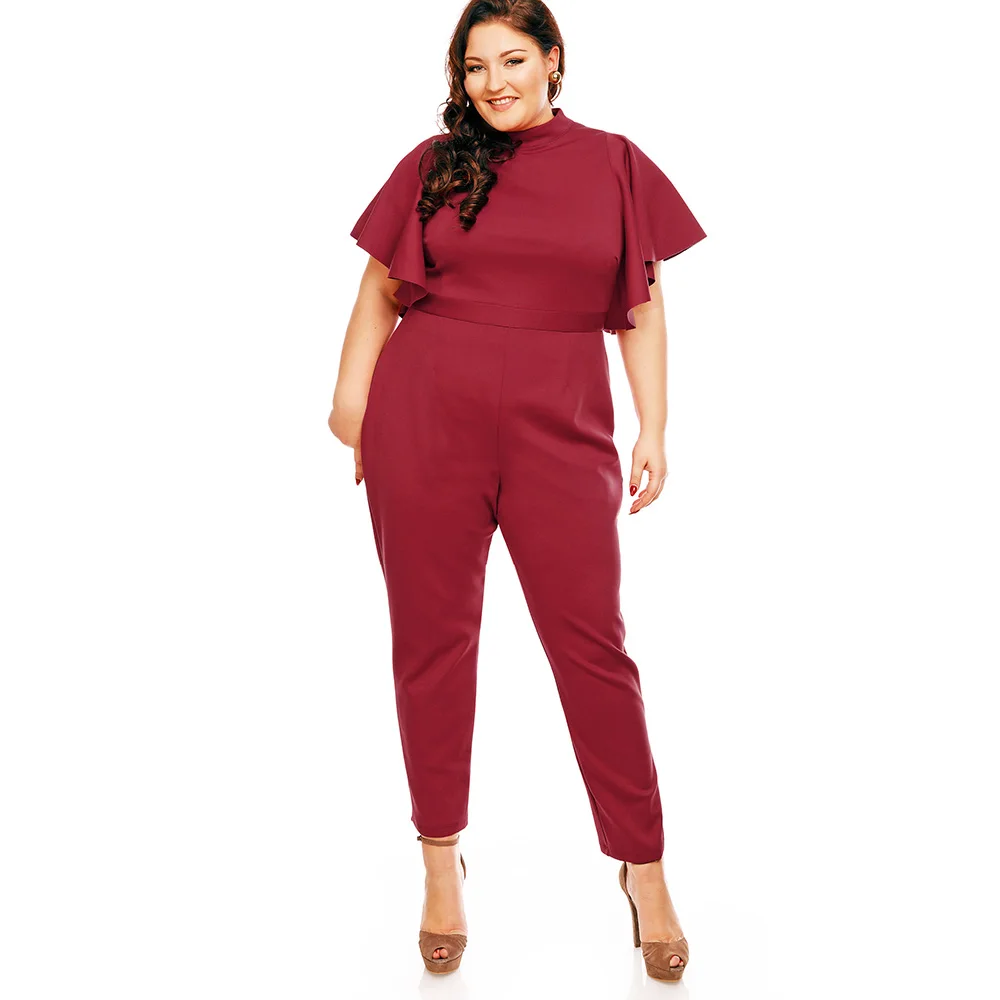 plus size burgundy jumpsuit