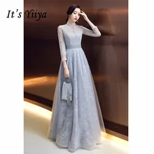 Вечернее Платье Выдалбливающее It's YiiYa, Партии Женщин Платье Высокий Воротник, Печати Тюль, Плюс Размер,Формальное Длинные Платья, E505,Лето