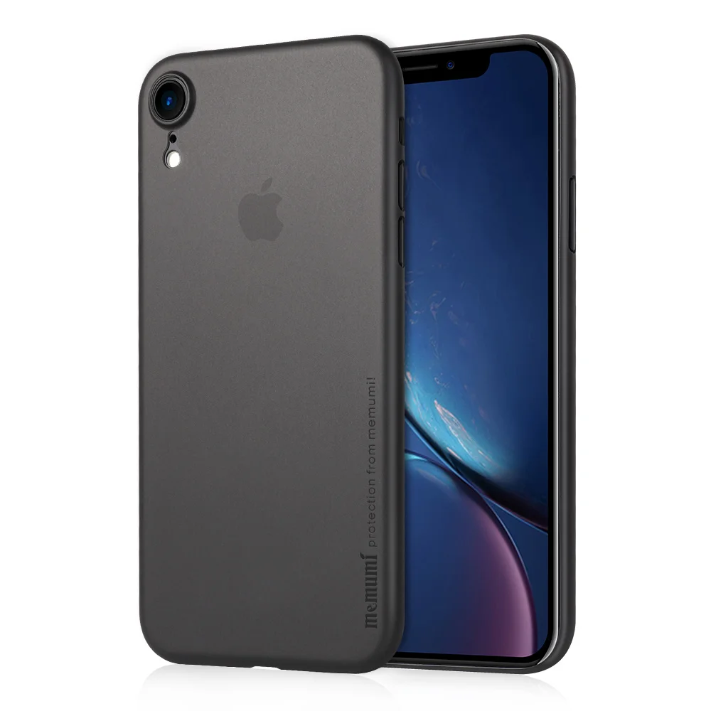 Чехол memumi для iPhone XR 6,", ультратонкий 0,3 мм PP матовый чехол для iPhone XR Тонкий чехол для телефона с защитой от отпечатков пальцев - Цвет: Translucent Black