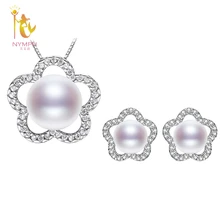 [Нимфа] свадебные жемчужные Ювелирные наборы ожерелье и серьги большой 9-мм 10 мм Тонкий обручение подарок вечерние для женщин с коробкой [T249]
