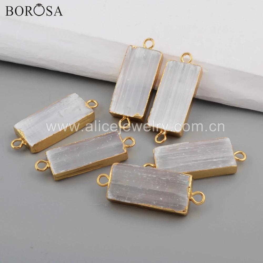 BOROSA 10 шт Новая Коллекция Золотой Цвет Прямоугольник прозрачный селенит камень