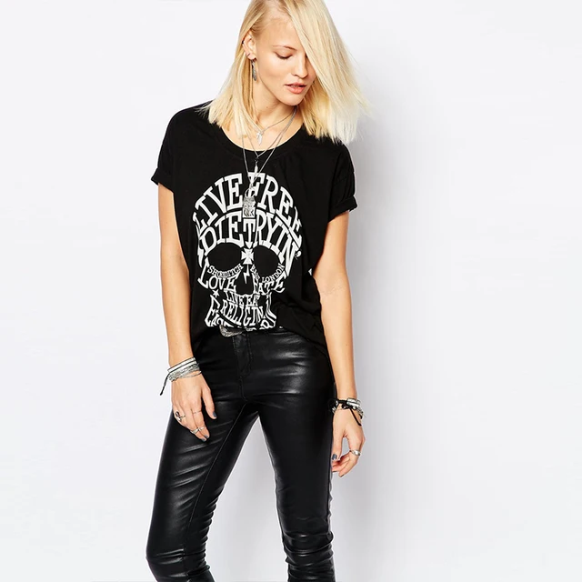 Rock Punk Skull Printed Shirt