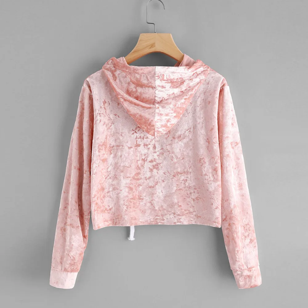 TONSEE Women Long Sleeve Hoodie Sweatshirt Jumper Hooded Pullover Velvet Tops