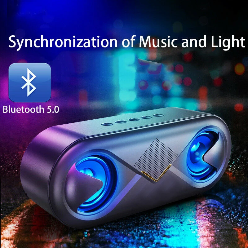 Мини Bluetooth Колонка HiFi Bluetooth 5,0 светодиодный Динамик сабвуфер с мощные басы TF AUX USB Портативный Беспроводной Динамик