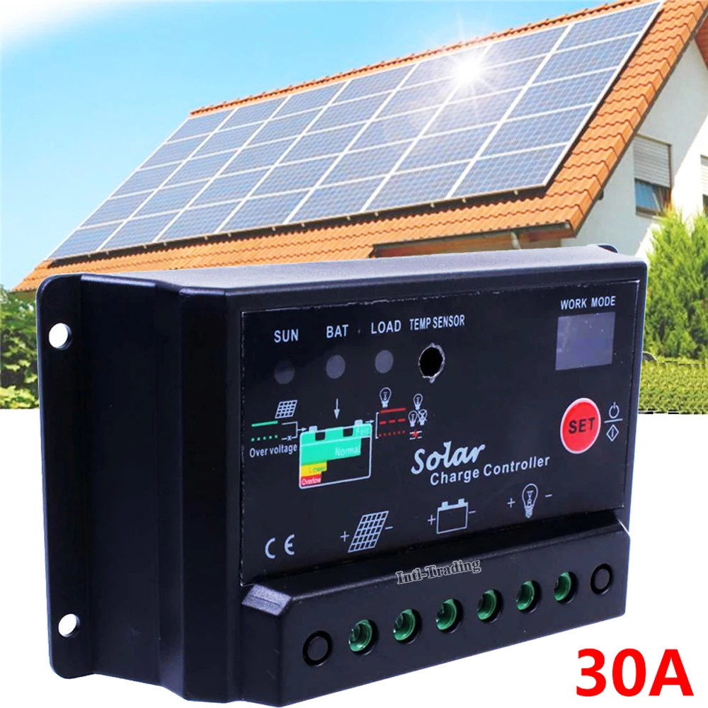 Smart 30A 12V 24V Solar Laderegler Solarregler Panel Controller Regulator PWM dd 
