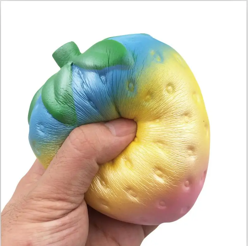 Мягкий набор фруктов Squishy, персик, банан, клубника, сосна, яблоко, арбуз, яблоко, сдавливание стресса, игрушка, мяч - Цвет: 1pc