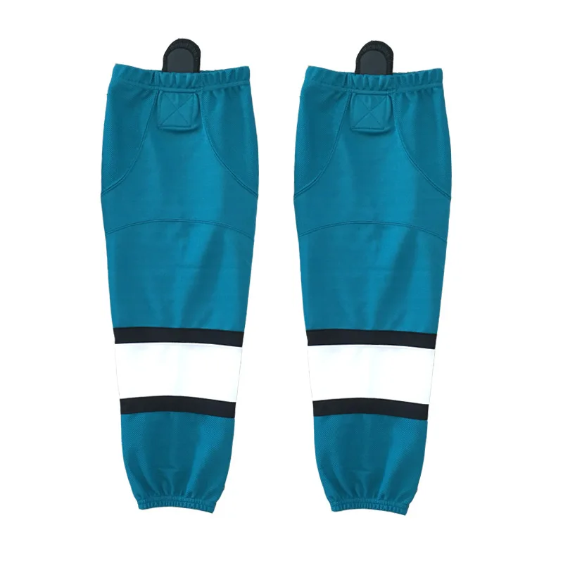 COLDINDOOR 100 Polyester cyan Ice Hockey Socks Cheap Shin Guards W049