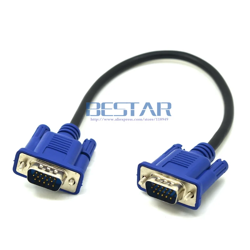 25cm/10" HD15Pin VGA D-Sub Short Video Cable Cord Male to Male M/M to Female and Female RGB Cable for Monitor