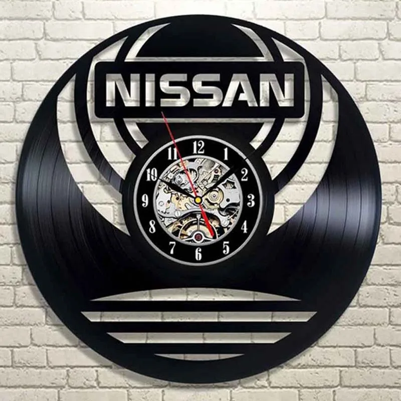 Car Logo Wall Clock Modern Design for Living Room 3D Decorative Hanging Vintage Vinyl Record Clocks Wall Watch Home Decor Silent