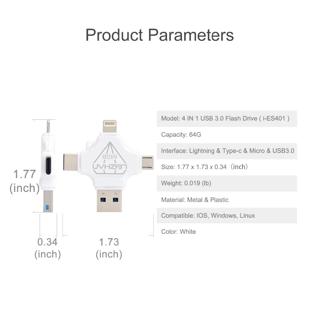 USB флеш накопитель LEIZHAN с разъемом Lightning для iphone iPad Samsung Huawei Xiaomi 128 ГБ 64 32 micro sd TF