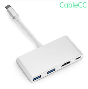 

USB 3.1 Type C to HDMI HDTV &Dual USB HUB OTG & USB-C Female Charger Adapter for Laptop & Macbook