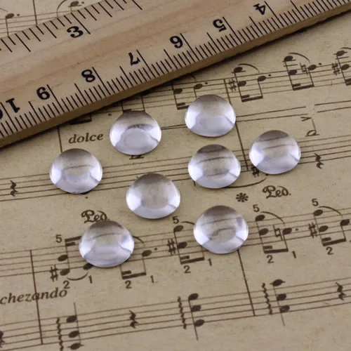 10mm Round High Arc Thickness:5mm Flat Back Clear Glass Cabochon Dome Cameo Jewelry Finding 30pcs/lot (K02935) | Украшения и